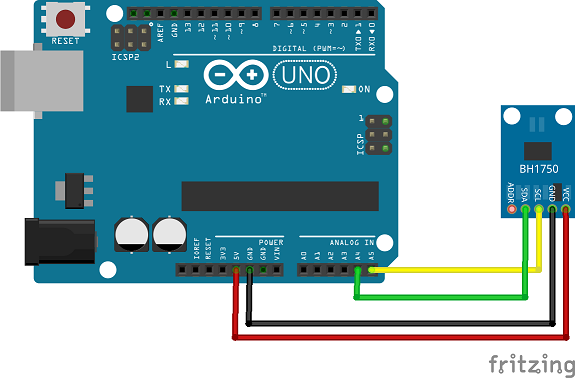 Schematic BH1750 and Arduino UNO