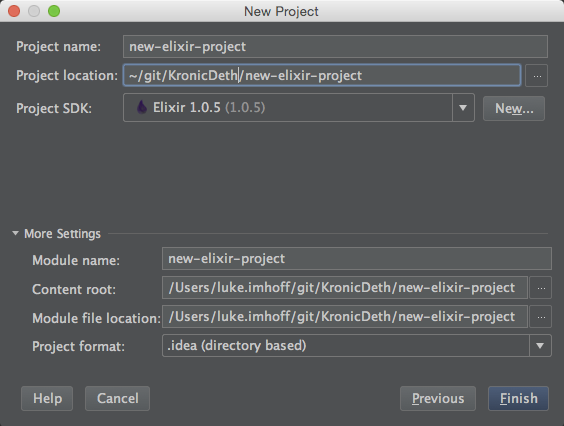 File > New > Project > Settings