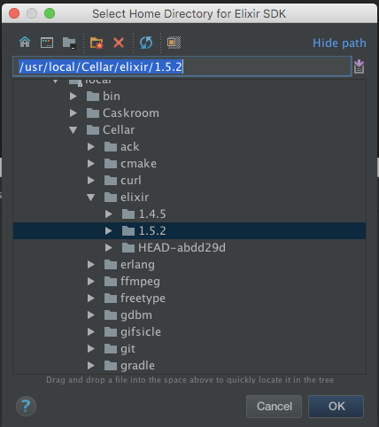 Select Home Directory for Elixir SDK