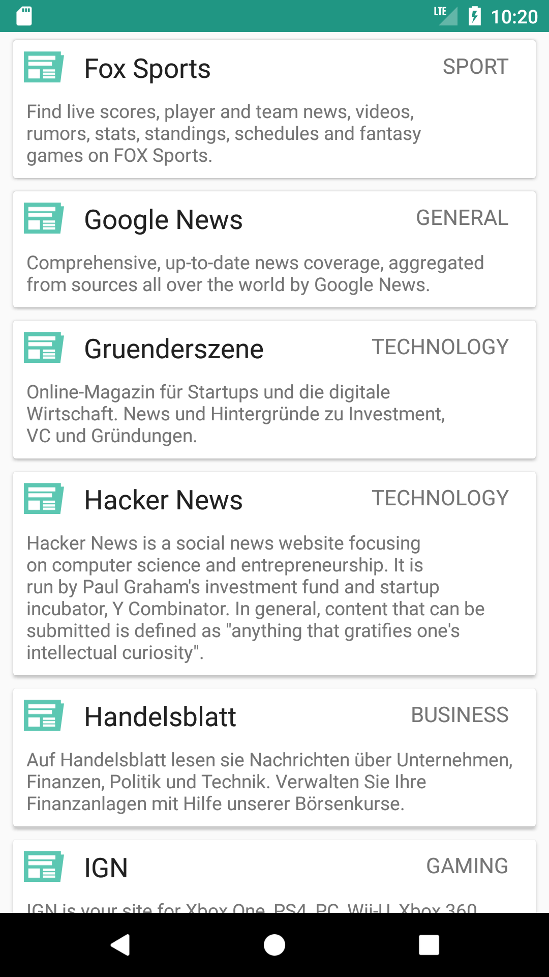 NewsApp Main Page