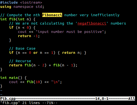 Example of Vim Eldar with C++