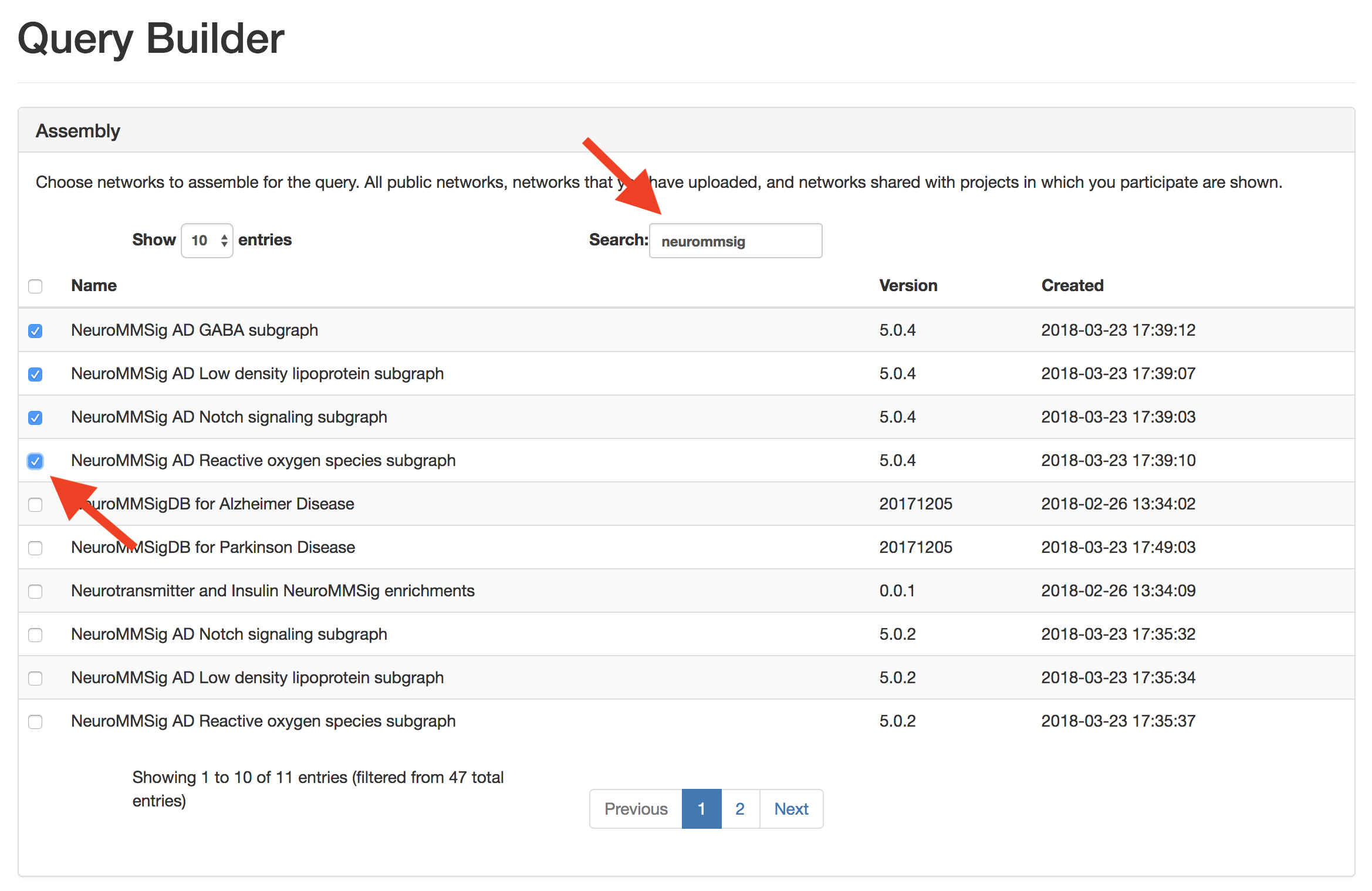 Step 2: Select networks