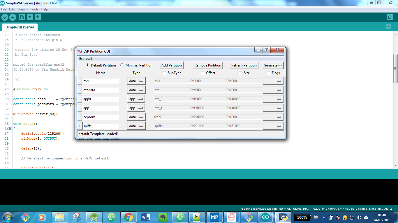 Arduino IDE Launching ESP32 Partition Manager Screen Shot