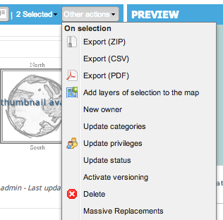 Metadata massive replace menu entry