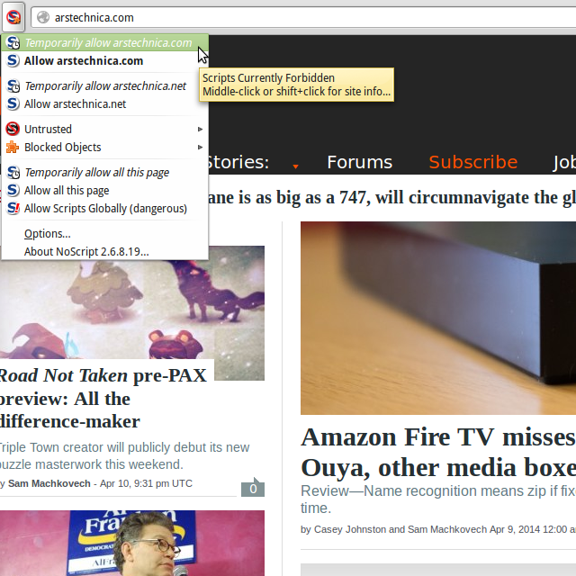 arstechnica.com with NoScript