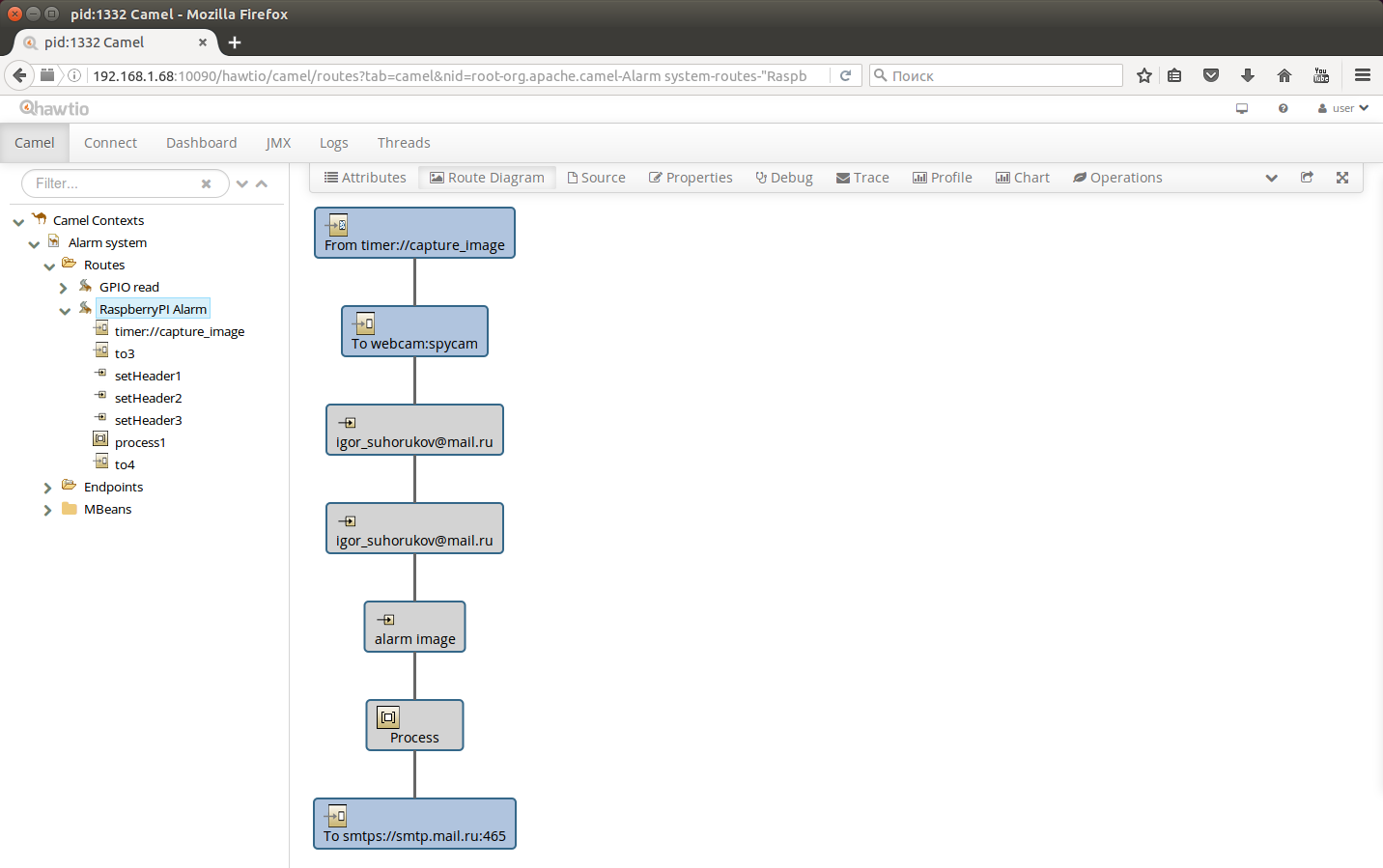 Webcam to email route