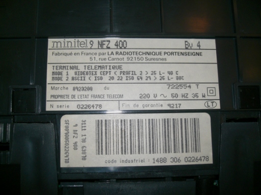 Minitel 2 Model Number