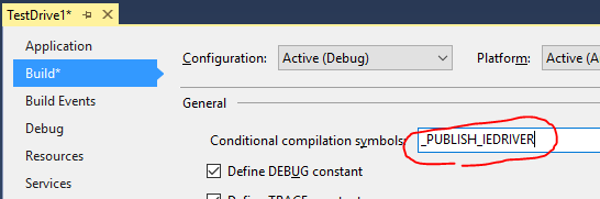 define _PUBLISH_IEDRIVER compilation symbol