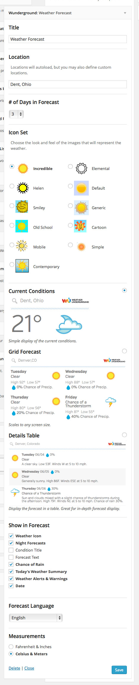 the Wunderground widget