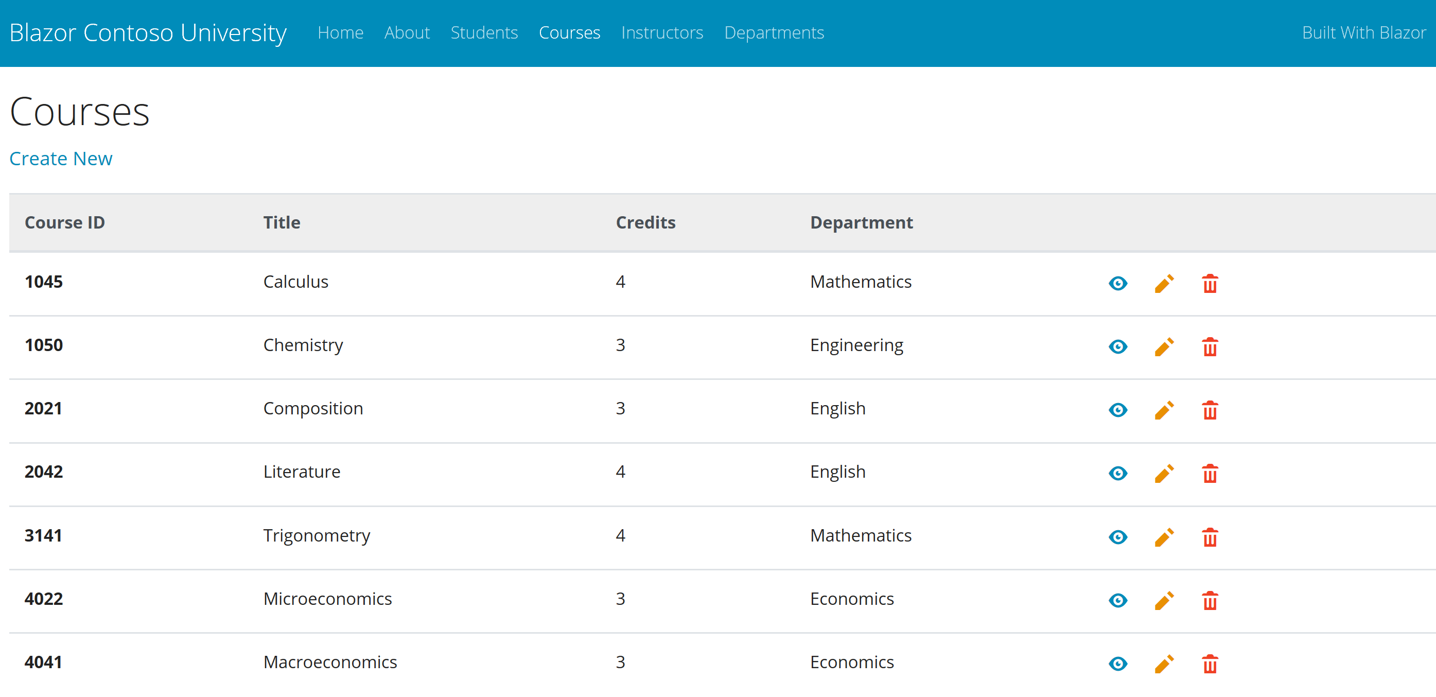 Courses Listing Page