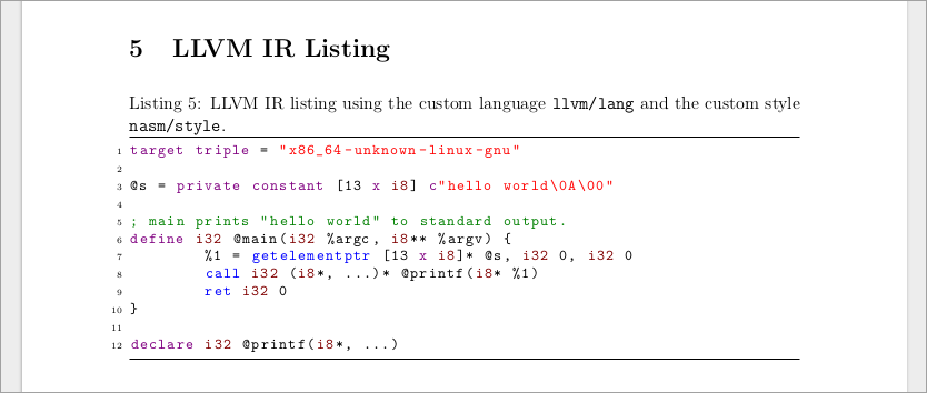 LLVM IR listings