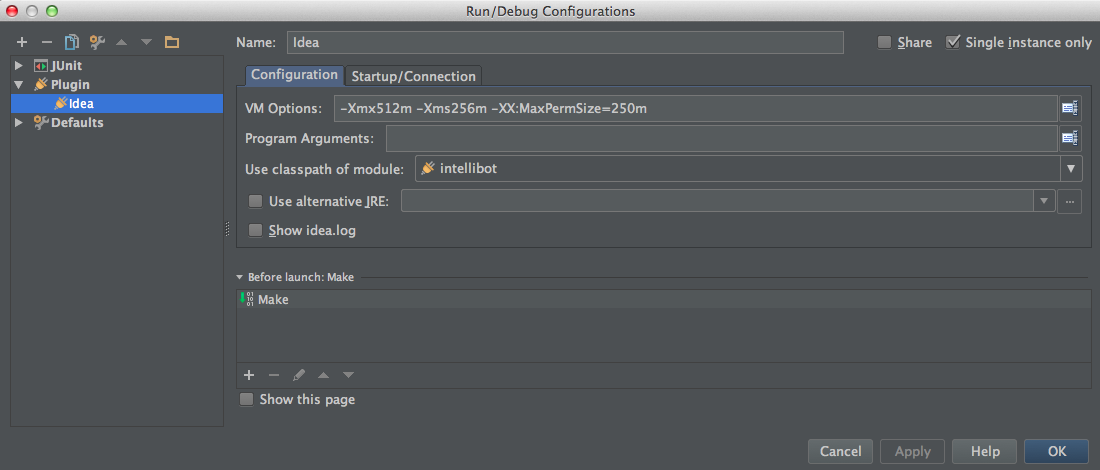 Creating the IntelliJ run configuration