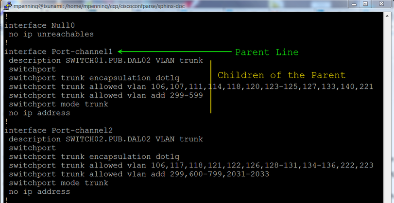 CiscoConfParse Parent / Child relationships