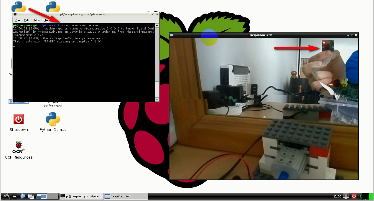 Mono using OpenCV with the Pi Camera module