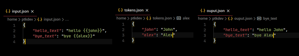 JSON Token Replace