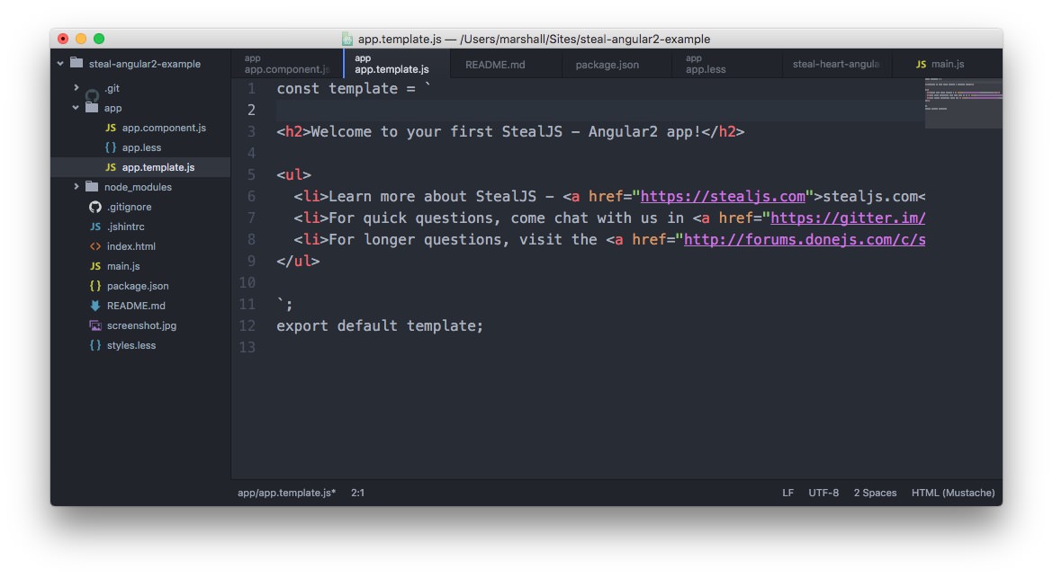 Steal-Angular2 Template Screenshot