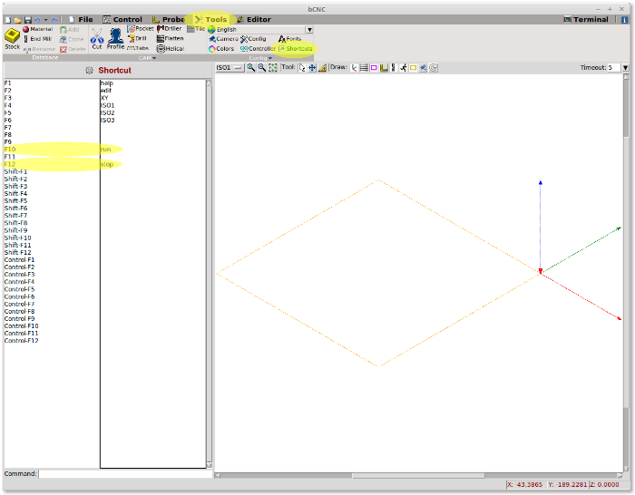 bCNC Customize Customize Shortcuts
