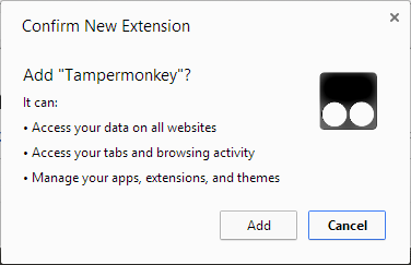 Screenshot of Chrome's confirm extension dialog