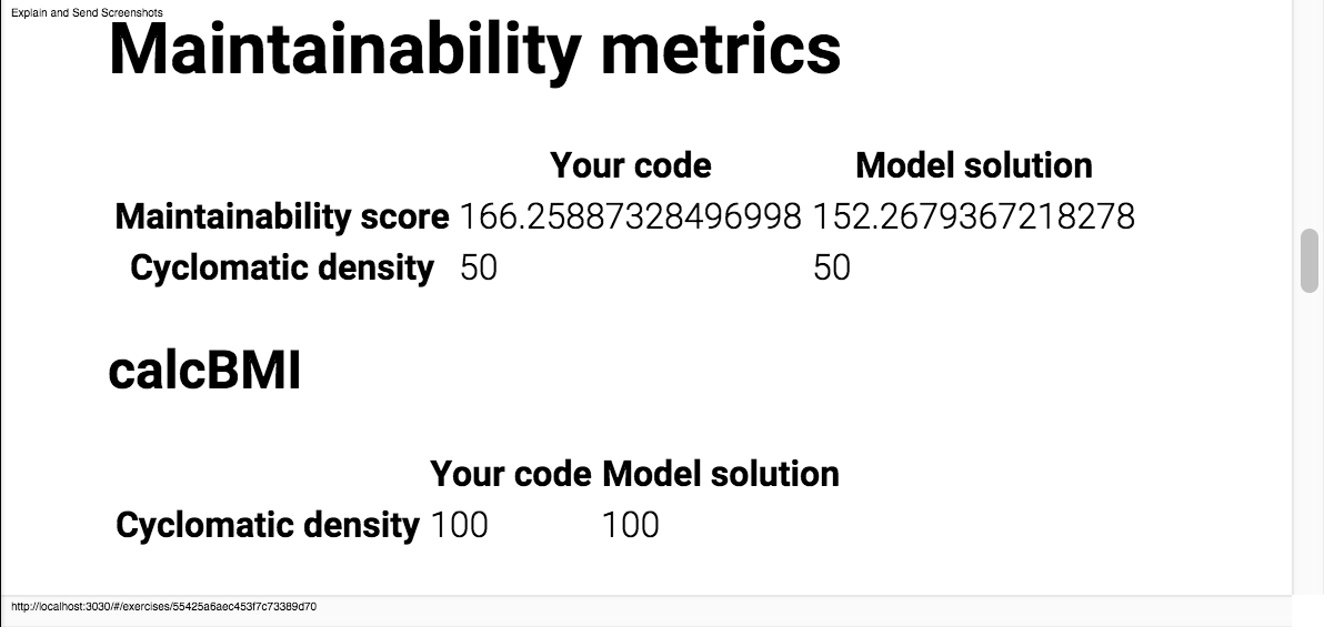 Maintainability check results