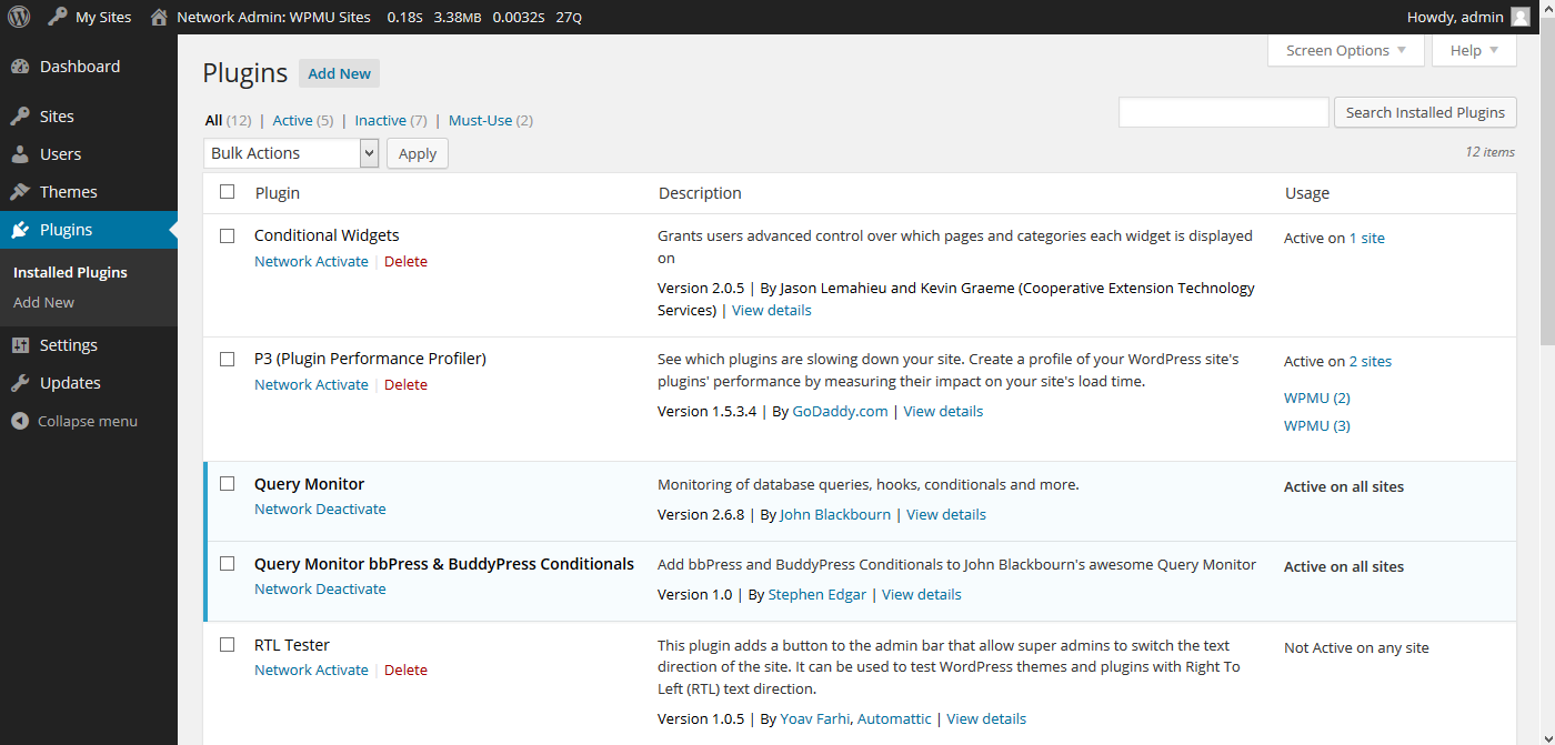 Extended Plugin Table on network/plugins.php