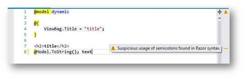 Highlighting suspicious semicolon in Razor view